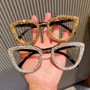 2021 Custome Prescription Glasses Blue Light Frame cat eye γυαλιά ηλίου Rhinestone vintage σκελετός για γυναίκες