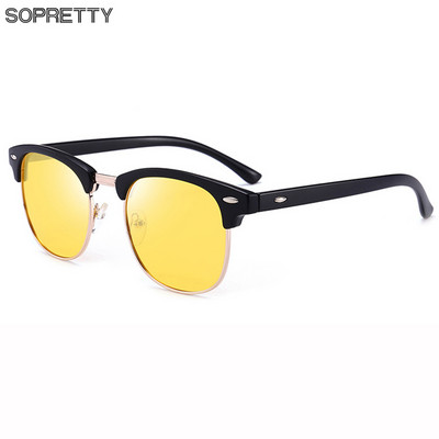 Night Vision Semi-Frame Polarized Sunglasses for Driving , Men`s & Women`s Matt Half Frame TAC Lens Sun Glasses N110