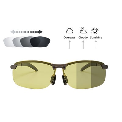Нови очила за нощно виждане Фотохромни слънчеви очила Жълти поляризирани лещи UV400 Очила за шофиране за шофьори Спорт Мъже Жени