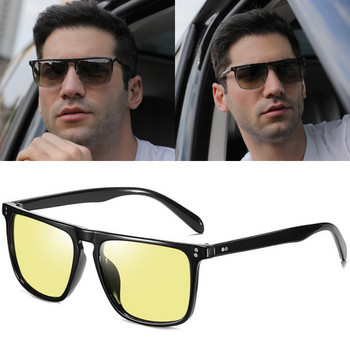 MIZHO Iron Man Night Driving Слънчеви очила Мъжки цветни поляризирани слънчеви очила за нощно виждане против отблясъци за жени Квадратни жълти ретро