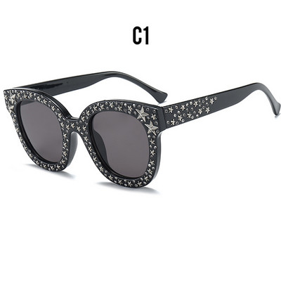 Noi ochelari de soare cu diamante ochi de pisică pentru femei Ochelari de soare vintage de marcă de lux Ochelari de soare de cristal supradimensionați pentru femei Oculos De Sol UV400 Q11