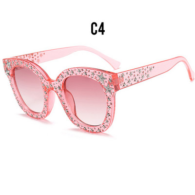 Noi ochelari de soare cu diamante ochi de pisică pentru femei Ochelari de soare vintage de marcă de lux Ochelari de soare de cristal supradimensionați pentru femei Oculos De Sol UV400 Q11