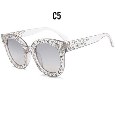 Noi ochelari de soare cu diamante ochi de pisică pentru femei Ochelari de soare vintage de marcă de lux Ochelari de soare de cristal supradimensionați pentru femei Oculos De Sol UV400 Q11
