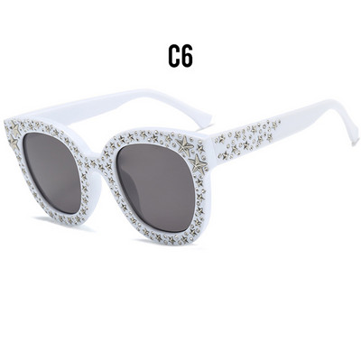 Noi ochelari de soare cu diamante ochi de pisică pentru femei Ochelari de soare vintage de marcă de lux Ochelari de soare de cristal supradimensionați pentru femei Oculos De Sol UV400 Q11
