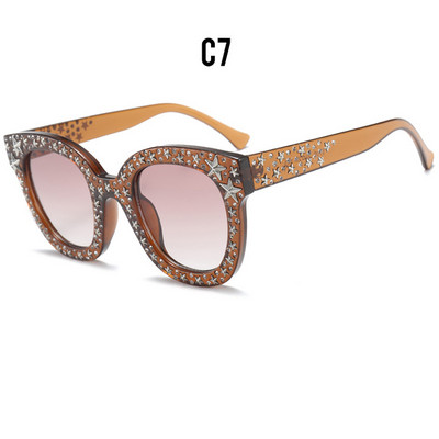 Noi ochelari de soare cu diamante ochi de pisică pentru femei Ochelari de soare vintage de marcă de lux Ochelari de soare de cristal supradimensionați pentru femei Oculos De Sol UV400 Q11