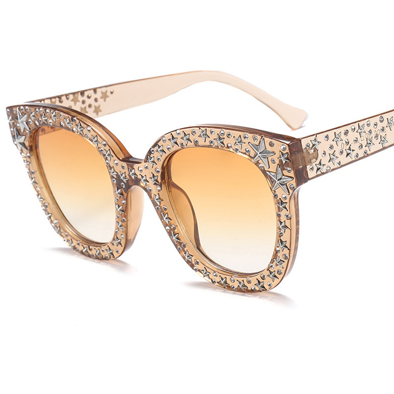 Noi ochelari de soare cu diamante ochi de pisică pentru femei Ochelari de soare vintage de marcă de lux Ochelari de soare de cristal supradimensionați pentru femei Oculos De Sol UV400 Q11