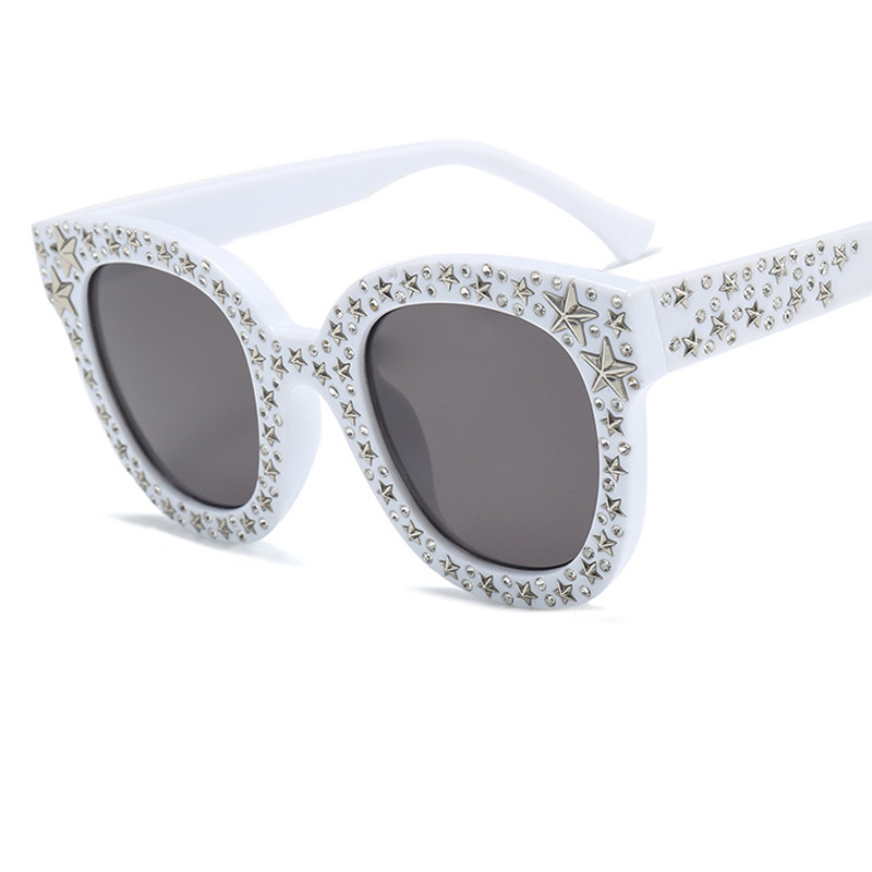 Noi ochelari de soare cu diamante ochi de pisică pentru femei Ochelari de soare vintage de marcă de lux Ochelari de soare de cristal supradimensionați pentru femei Oculos De Sol UV400 Q11
