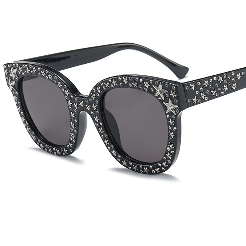 Noi ochelari de soare cu diamante ochi de pisică pentru femei Ochelari de soare vintage de marcă de lux Ochelari de soare de cristal supradimensionați pentru femei Oculos De Sol UV400 Q11