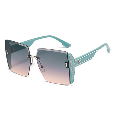 8007 Prabangūs prekės ženklo dizainerio akiniai nuo saulės Moteriški dideli be rėmelių kvadratiniai akiniai nuo saulės, 2022 m. mada