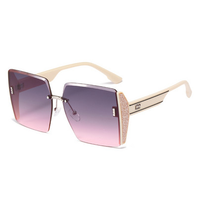 8007 Prabangūs prekės ženklo dizainerio akiniai nuo saulės Moteriški dideli be rėmelių kvadratiniai akiniai nuo saulės, 2022 m. mada