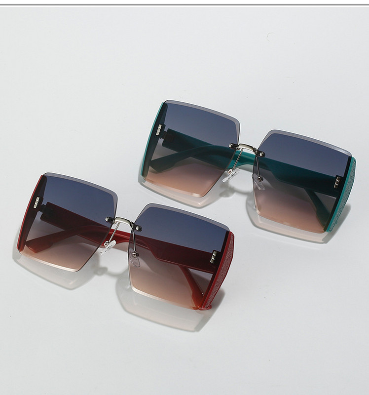 8007 Prabangūs prekės ženklo dizainerio akiniai nuo saulės Moteriški dideli be rėmelių kvadratiniai akiniai nuo saulės, 2022 m. mada
