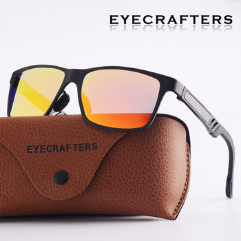 Eyecrafters Кафяви дизайнерски мъжки алуминиеви поляризирани слънчеви очила Мъжки огледални слънчеви очила за шофиране Ретро ретро квадратни очила