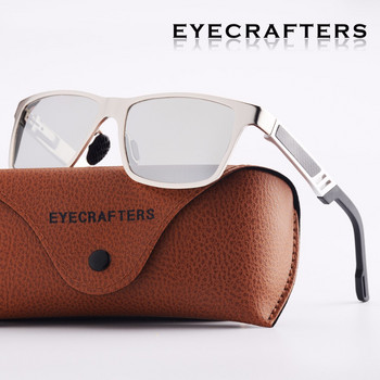 Eyecrafters Кафяви дизайнерски мъжки алуминиеви поляризирани слънчеви очила Мъжки огледални слънчеви очила за шофиране Ретро ретро квадратни очила