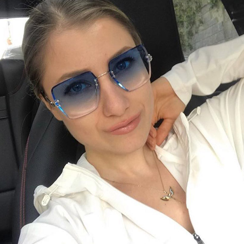 Retro ženske četvrtaste sunčane naočale, muški, metalni okvir, gradijent, uniseks klasične marke sunčane naočale bez okvira za žene Oculos de sol UV400