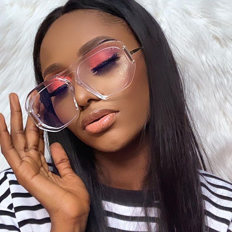 2021, ochelari de soare cu gradienți, de marcă de lux, pentru femei, din aliaj, ochelari de soare neregulați neregulați, ochelari de soare, negri, clari