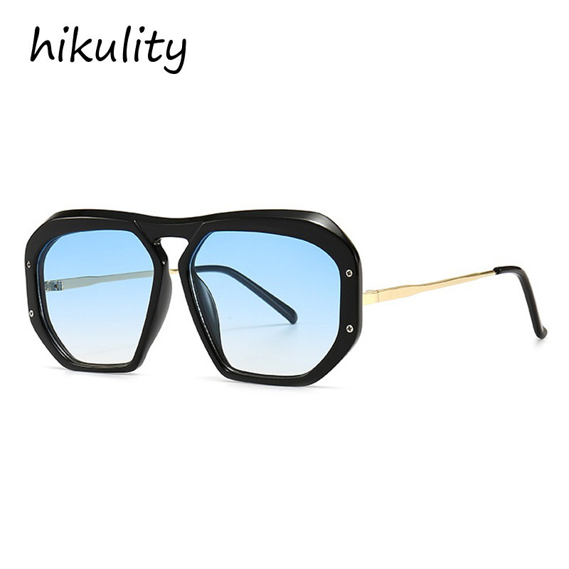2021, ochelari de soare cu gradienți, de marcă de lux, pentru femei, din aliaj, ochelari de soare neregulați neregulați, ochelari de soare, negri, clari
