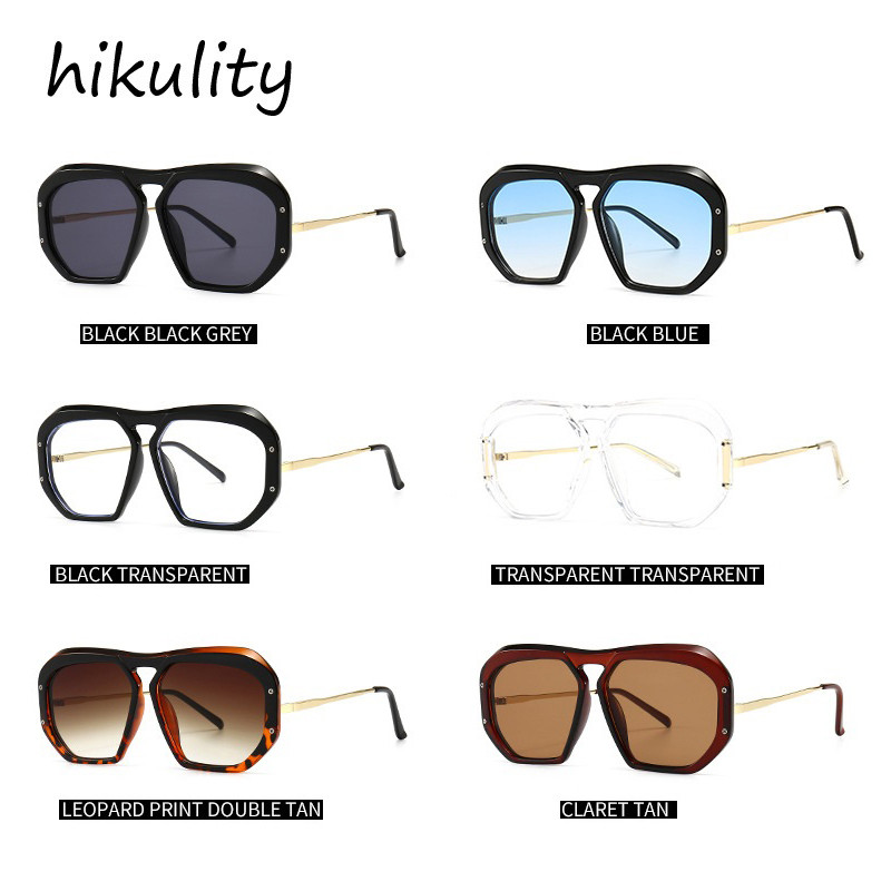 2021, ochelari de soare cu gradienți, de marcă de lux, pentru femei, din aliaj, ochelari de soare neregulați neregulați, ochelari de soare, negri, clari