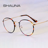 SHAUNA Classic Anti-Blue Light Glasses Frame Brand Designer Модни кръгли метални оптични рамки Компютърни очила
