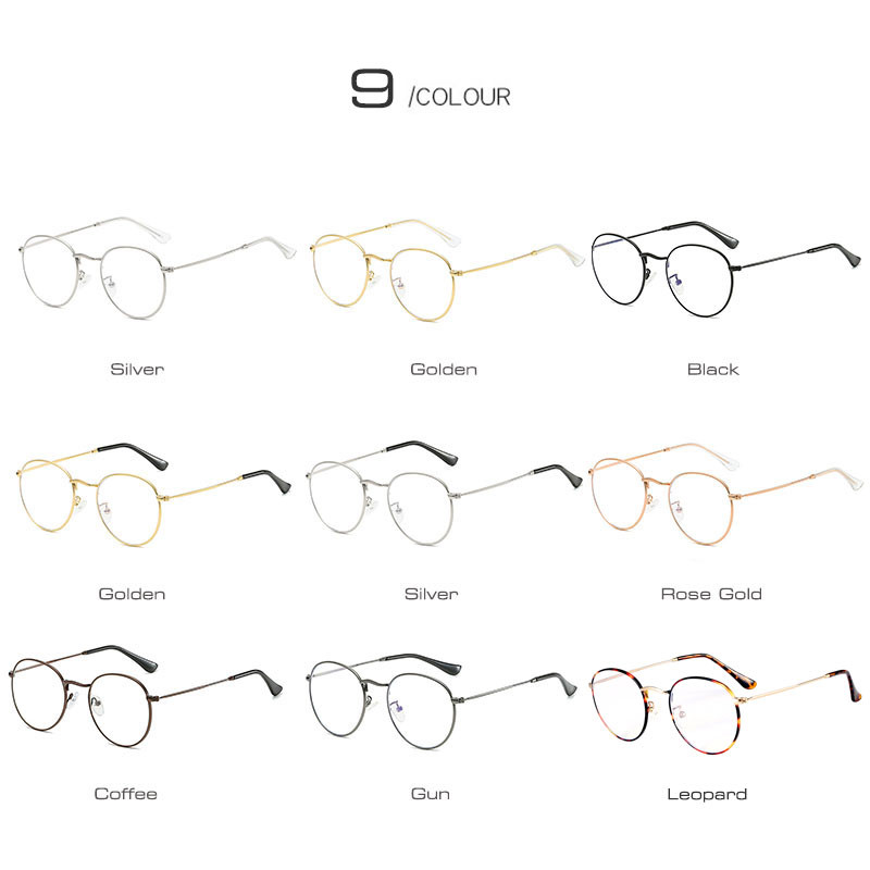 SHAUNA Classic Anti-Blue Light Brilles Frame Zīmols Dizainers Modes Apaļi Metāla Optiski Rāmji Datorbrilles