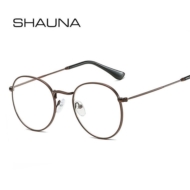 SHAUNA Classic Anti-Blue Light Brilles Frame Zīmols Dizainers Modes Apaļi Metāla Optiski Rāmji Datorbrilles