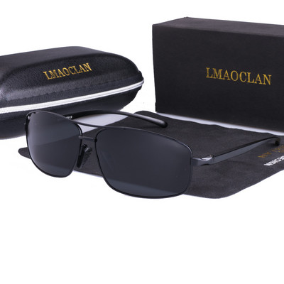 Ochelari de soare din aluminiu, magneziu, polarizați, aurii, pentru bărbați, UV400, ochelari clasici pentru bărbați, pătrați, ochelari de șofer