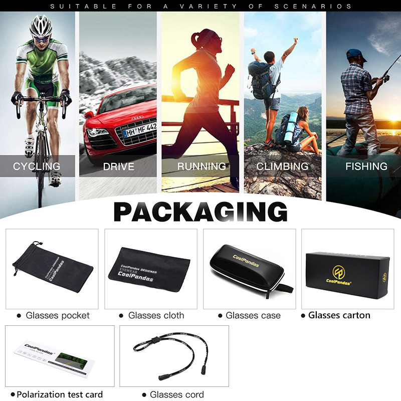 CoolPandas Klasične sunčane naočale za pecanje Polarizirane Muške Ženske MTB Biciklističke naočale Sportske na otvorenom Planinarske naočale za kampiranje Trendovska nijansa