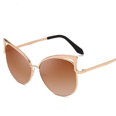 LONSY Seksi sunčane naočale s mačjim okom Ženske marke Dizajn metalnog okvira Ogledalo Ružičasto zlatne sunčane naočale Ženske UV400 Retro Oculos De Sol Gafas