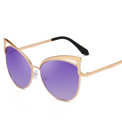 LONSY Seksi sunčane naočale s mačjim okom Ženske marke Dizajn metalnog okvira Ogledalo Ružičasto zlatne sunčane naočale Ženske UV400 Retro Oculos De Sol Gafas