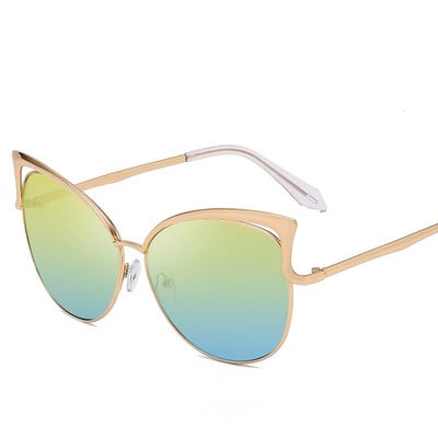LONSY Seksi sunčane naočale s mačjim okom Ženske marke Dizajn metalnog okvira Ogledalo Ružičasto zlatne sunčane naočale Ženske UV400 Retro Oculos De Sol Gafas
