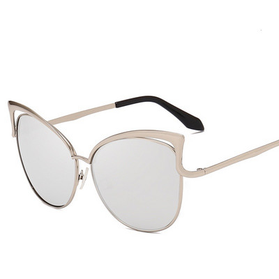 LONSY Seksi sunčane naočale s mačjim okom Ženske marke Dizajn metalnog okvira Ogledalo Ružičasto zlatne sunčane naočale Ženske UV400 Retro Oculos De Sol Gafas