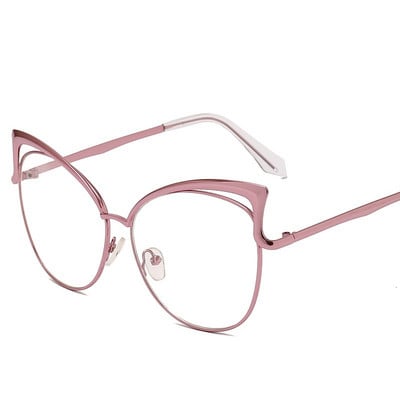 LONSY Seksi sunčane naočale s mačjim okom Ženske marke Dizajn metalnog okvira Ogledalo Ružičasto zlatne sunčane naočale Ženske UV400 Retro Oculos De Sol Gafas