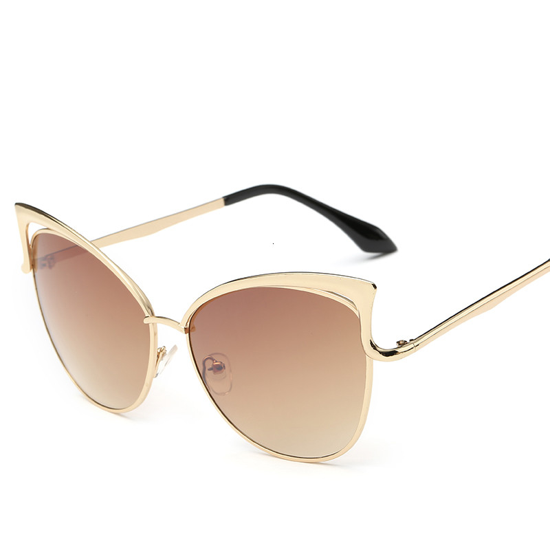 LONSY Seksi sunčane naočale s mačjim okom Ženske marke Dizajn metalnog okvira Ogledalo Ružičasto zlatne sunčane naočale Ženske UV400 Retro Oculos De Sol Gafas