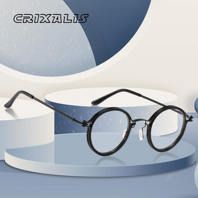 CRIXALIS Retro Kerek Kék Világos Szemüvegek Férfi Márka Designer Fém Szemüvegkeret Női Vintage Számítógépes Szemüveg Férfi ​UV400