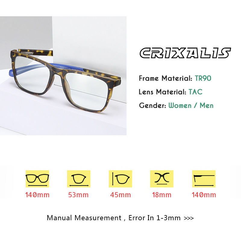 CRIXALIS Ultralight Blue Light Blocking Brilles Vīriešu Mode Kvadrātveida Lasīšanas Optika Brilles Rāmis Sieviešu Datorbrilles UV400