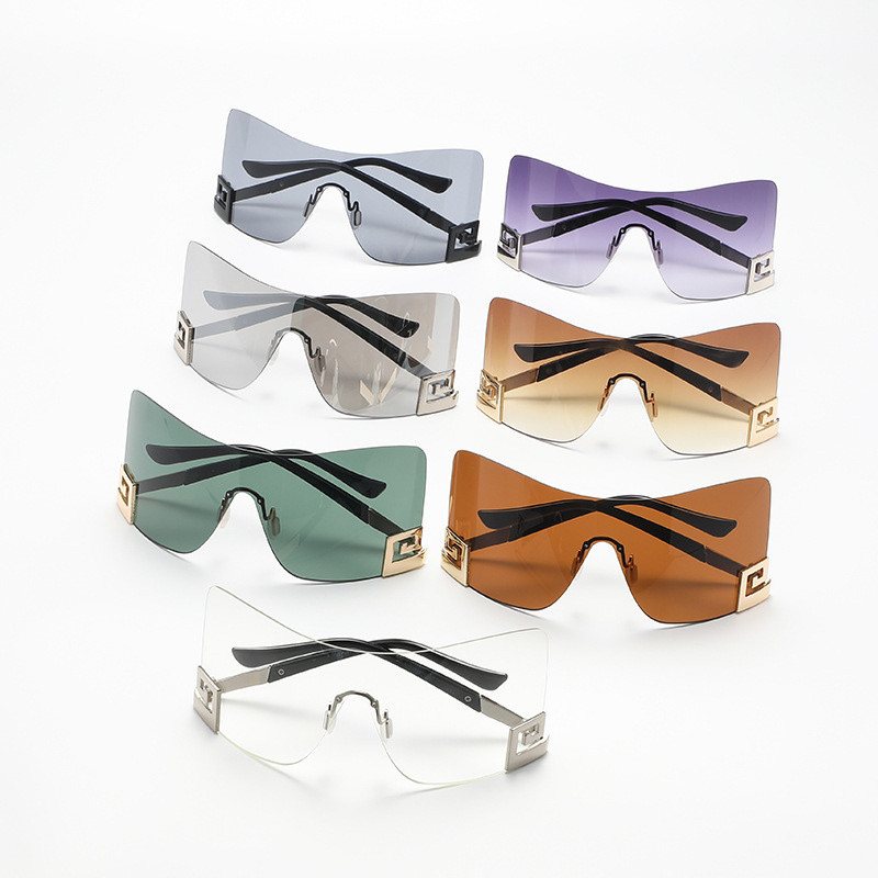 Jednodijelne velike sunčane naočale bez okvira za žene Nova modna marka četvrtastih zaštitnih sunčanih naočala za muškarce Vintage Aluminium Mask Shades Uv400