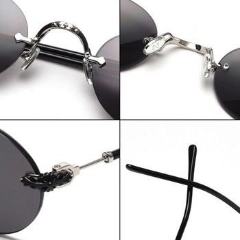 Γυναικεία γυαλιά ηλίου Steampunk Rimless 2020 Μικρά στρογγυλά, πολυτελή, επώνυμα, σχεδιαστικά γυαλιά ηλίου Vintage Fashion Eyeware για άνδρες Κόκκινο UV 400