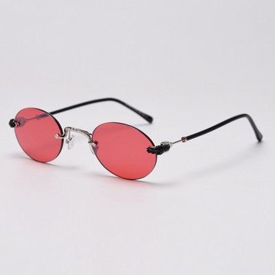 2020 Steampunk sunčane naočale bez okvira Ženske male okrugle luksuzne robne marke Sunčane naočale Vintage modne naočale za muškarce Crvene UV 400