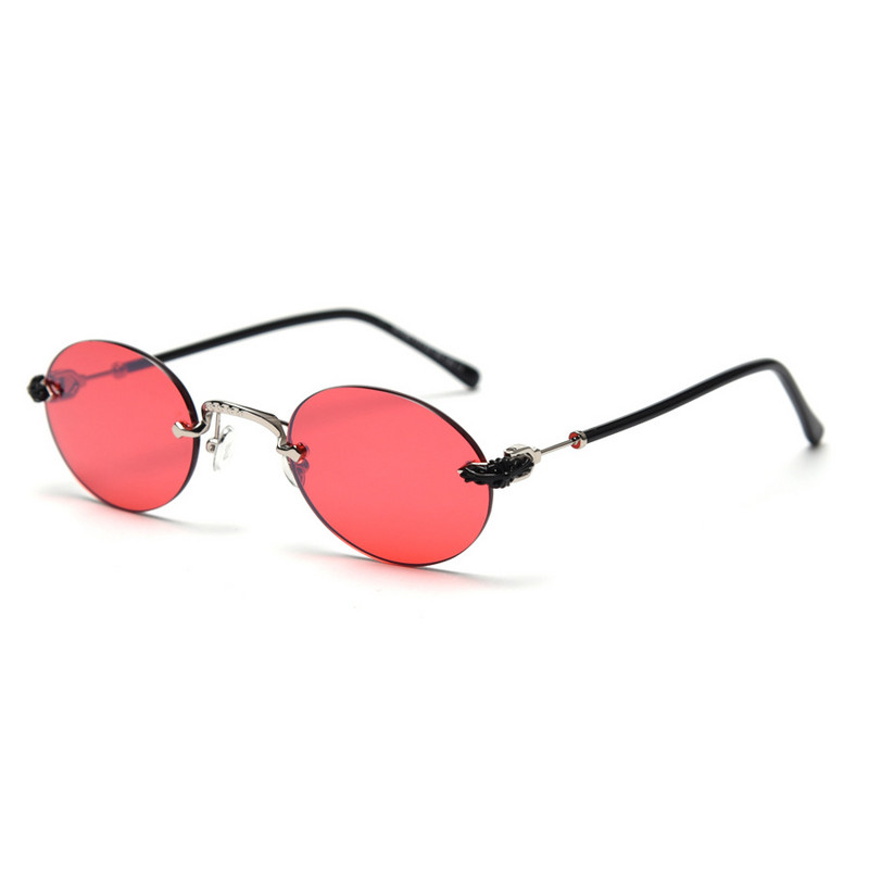 2020 Steampunk sunčane naočale bez okvira Ženske male okrugle luksuzne robne marke Sunčane naočale Vintage modne naočale za muškarce Crvene UV 400