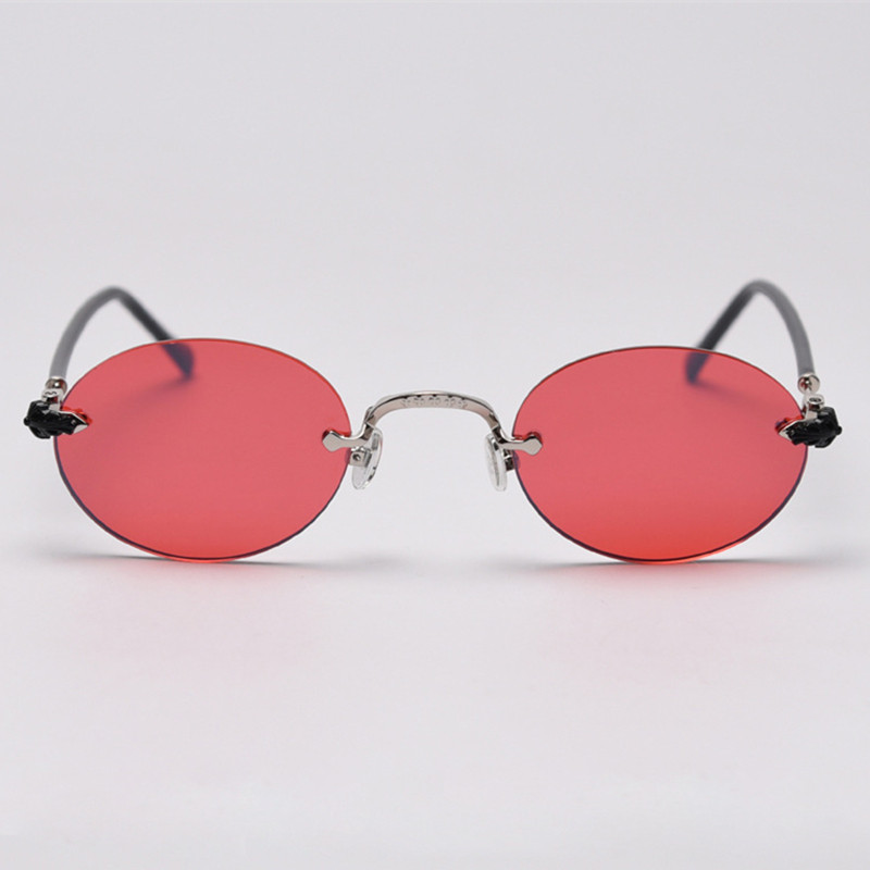 2020 Steampunk sunčane naočale bez okvira Ženske male okrugle luksuzne robne marke Sunčane naočale Vintage modne naočale za muškarce Crvene UV 400