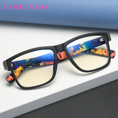 DOHOHDO 2021 Anti Blue Light Glasses Men Transparent Eyewear Frame Square Gaming Glasses Computer Protection Optical Eyeglasses