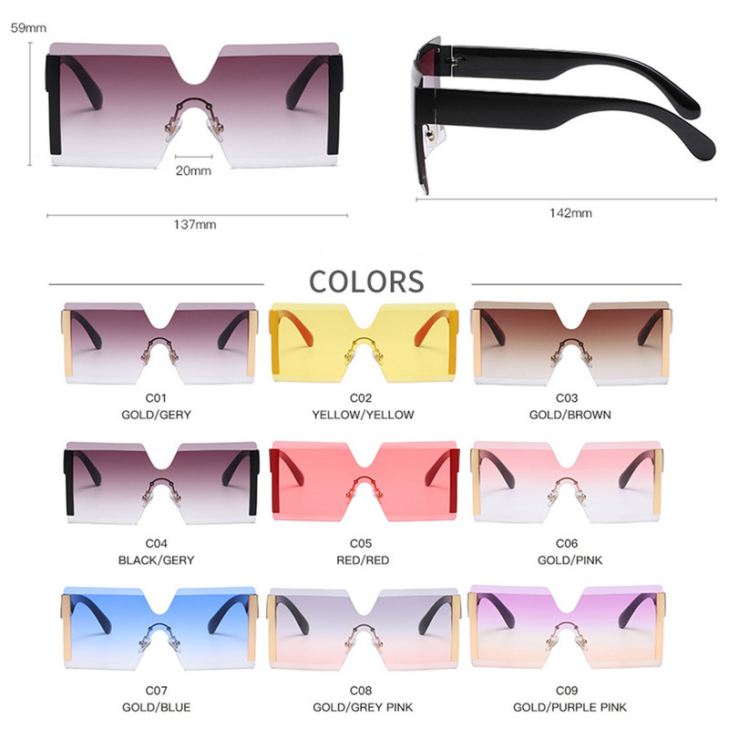 LongKeeper četvrtaste velike sunčane naočale za žene bez okvira, vintage dizajnerske sunčane naočale s gradientom UV400 oculos musculino