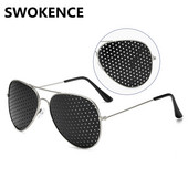 SWOKENCE Pinholes Goggles Women Men Alloy Frame Anti Miopia Small Holes Грижа за зрението Очила Eye Exercise Anti Fatigue F059