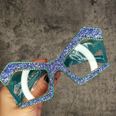 Dideli Punk Diamond UV akiniai nuo saulės moterims prabangūs prekės ženklo Bling Crystal akiniai moteriški Oculos Retro Feminino