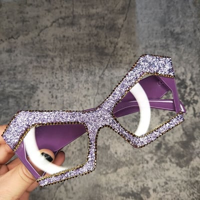 Dideli Punk Diamond UV akiniai nuo saulės moterims prabangūs prekės ženklo Bling Crystal akiniai moteriški Oculos Retro Feminino