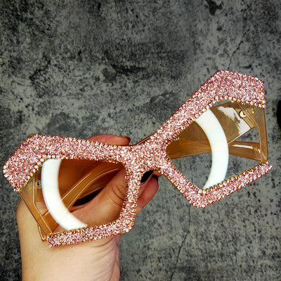 Dideli Punk Diamond UV akiniai nuo saulės moterims prabangūs prekės ženklo Bling Crystal akiniai moteriški Oculos Retro Feminino