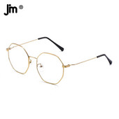 JM Fashion Designer Octagon Metal Blue Light Glasses Компютърни прозрачни мъжки жени Фалшиви очила