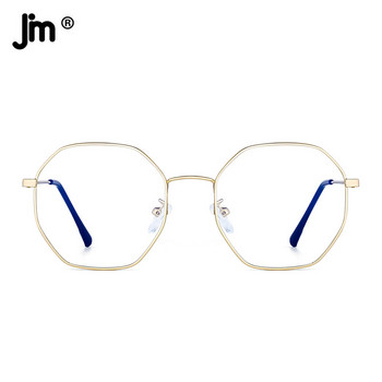 JM Fashion Designer Octagon Metal Blue Light Glasses Computer Clear Men Women Fake Glasses