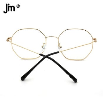 JM Fashion Designer Octagon Metal Blue Light Glasses Computer Clear Men Women Fake Glasses