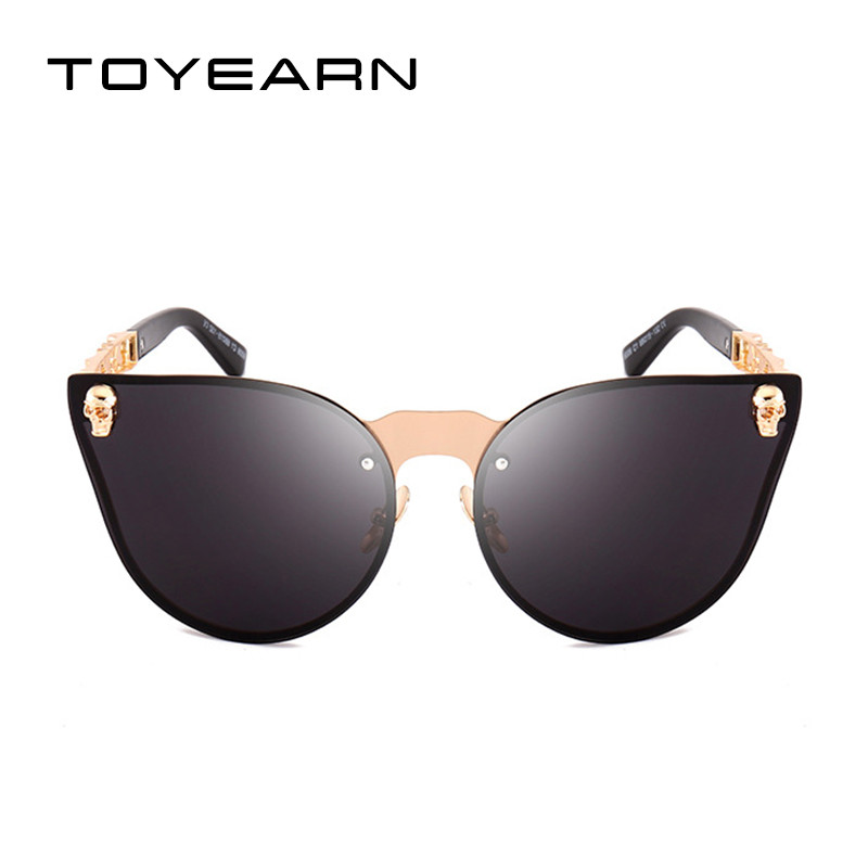 2020. aasta uus vintage brändi disainer gooti stiilis kassisilmade päikeseprillid naiste meeste metallist pealuu roosa kullaga lahedad päikeseprillid naistele UV400