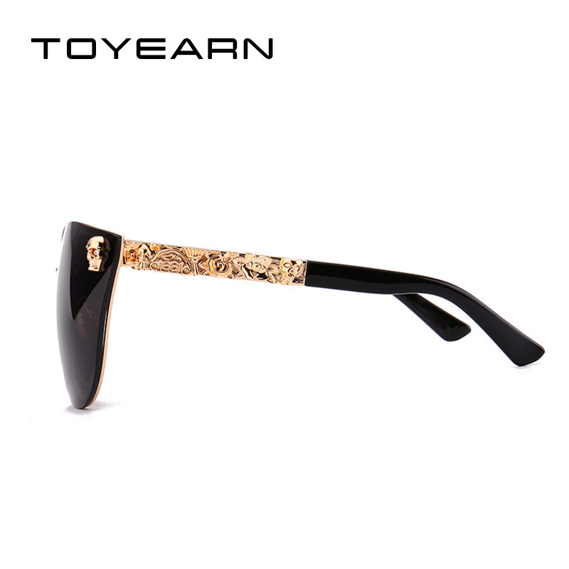 2020. aasta uus vintage brändi disainer gooti stiilis kassisilmade päikeseprillid naiste meeste metallist pealuu roosa kullaga lahedad päikeseprillid naistele UV400